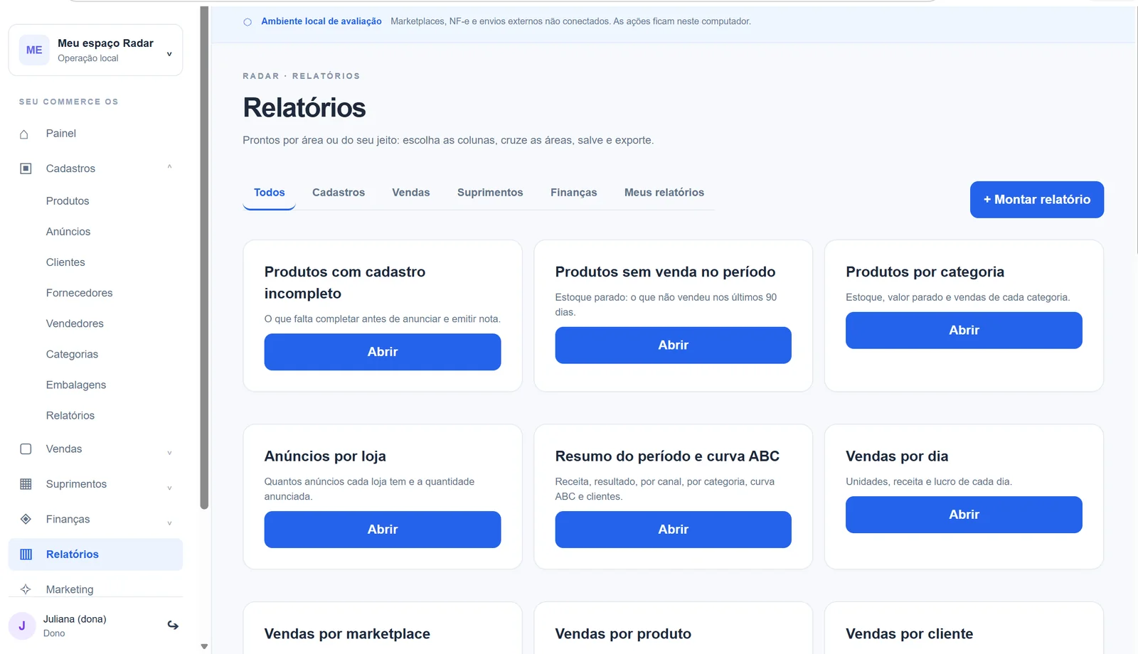 Radar: Relatórios prontos ou do seu jeito